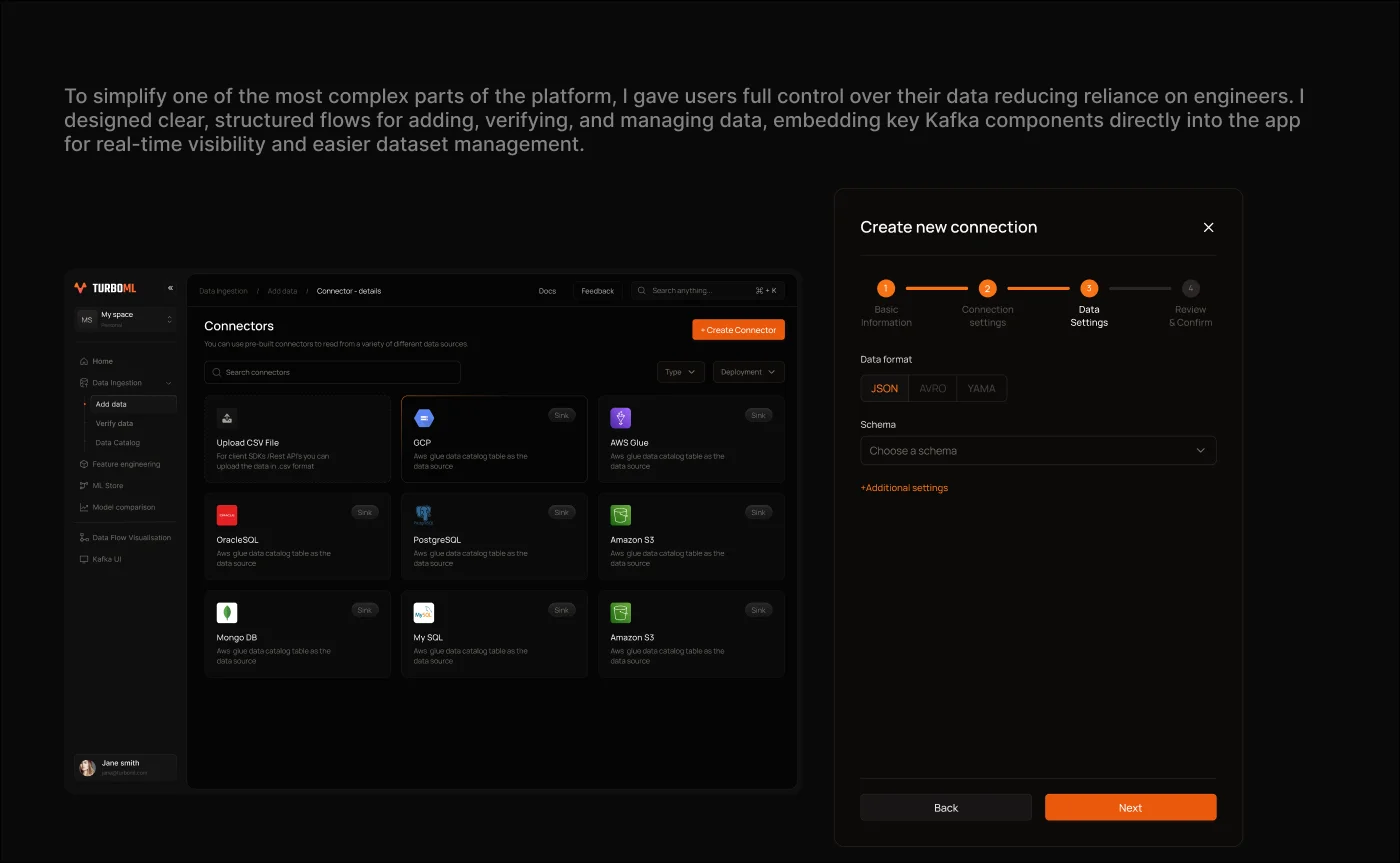 Data ingestion and dataset management screens