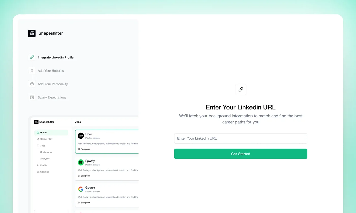 LinkedIn profile import and career preference onboarding